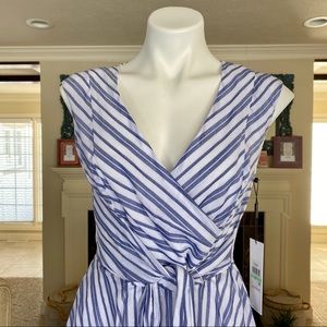 Blue/White Stripe Blue/White Short Casual Dress